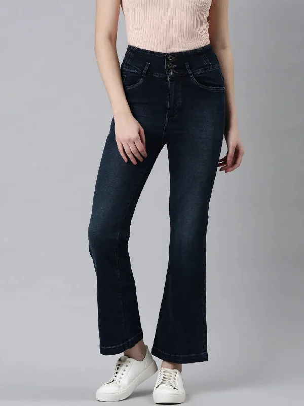 Women Navy Blue Solid Flared Denim Jeans-IM-10418-2-Navyblue Comfortable Boyfriend Jeans Women Navy Blue Solid Flared Denim Jeans-IM-10418-2-Navyblue Comfortable Boyfriend Jeans