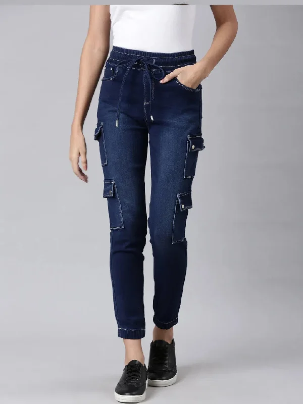 Women Navy Blue Solid Jogger Denim Jeans-LT-JO-22736-Navyblue Fashionable Cropped Denim Jeans Women Navy Blue Solid Jogger Denim Jeans-LT-JO-22736-Navyblue Fashionable Cropped Denim Jeans