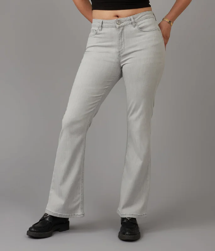 Women's ALICE-MA High Rise Flare Jeans Fashionable Raw Hem Bootcut Jeans