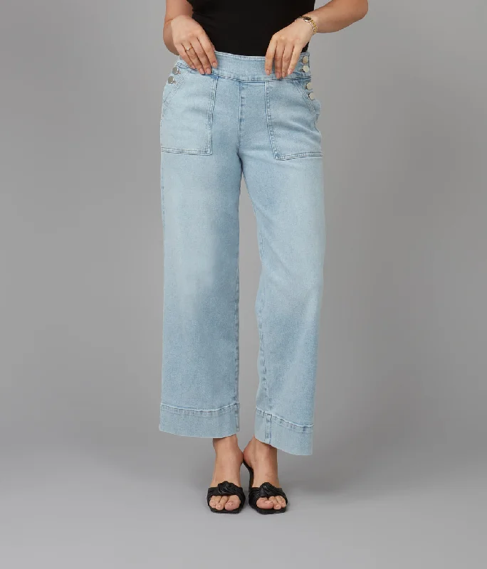 Women's COLETTE-CM High Rise Wide Leg Jeans Stylish Paperbag Waist Denim