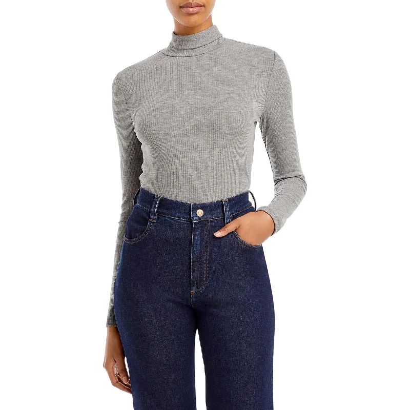 Womens Ribbed Heathered Turtleneck Sweater Sequined Glittery Shiny