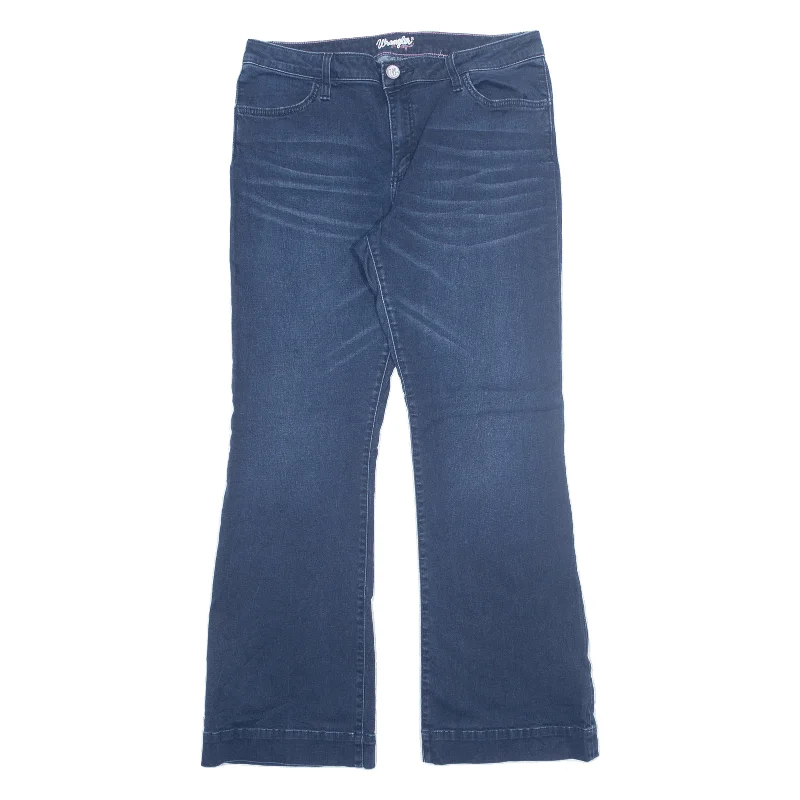 WRANGLER Jeans Blue Denim Regular Bootcut Womens W34 L32 Casual Wide-Legged Denim Jeans