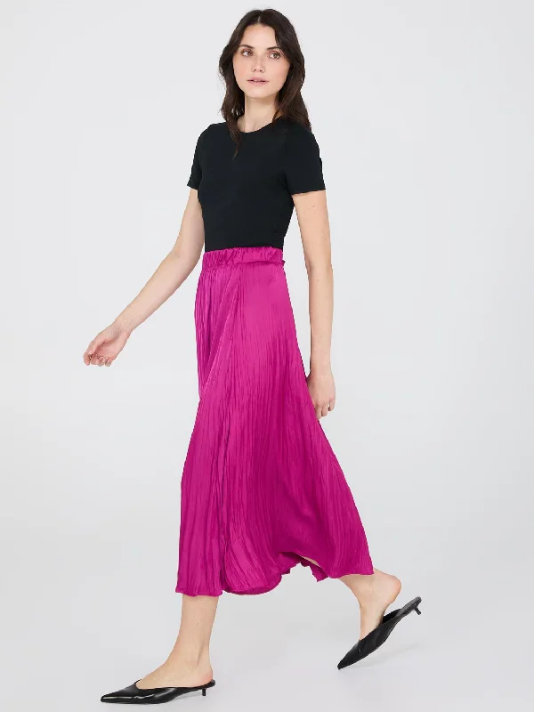 Broomstick Pleated Satin Skirt wool skirt sturdy