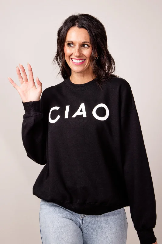 1897 Active CIAO Sweatshirt for Women in Black | T884-BLACK Hoodie with Cuffed Sleeves Snug Secure