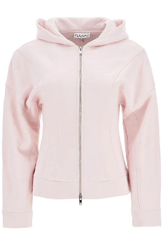 Hooded Slim-fit Sweat  - Pink Cotton Hoodie Fleece Lining Warmth