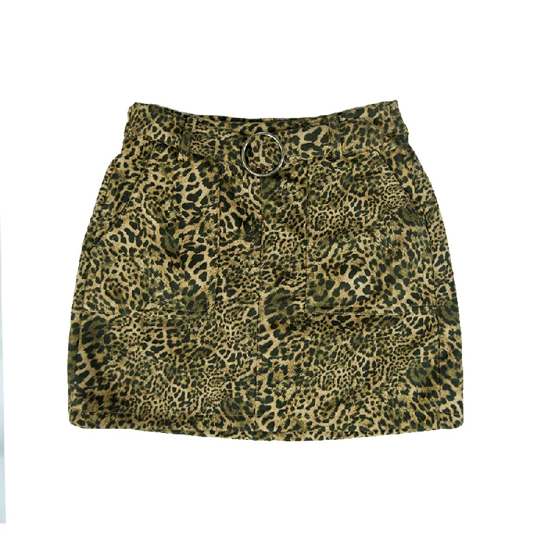Women's Belted Printed Skirt,Tiger breathable skirt fabric