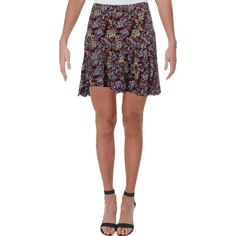 Women's Floral Ruffled Mini Skirt,Multi cashmere skirt plush