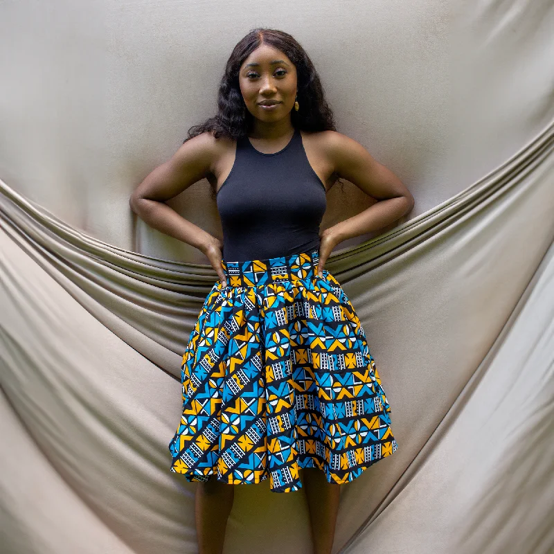 Abiola African Print Skater Skirt leather skirt modern