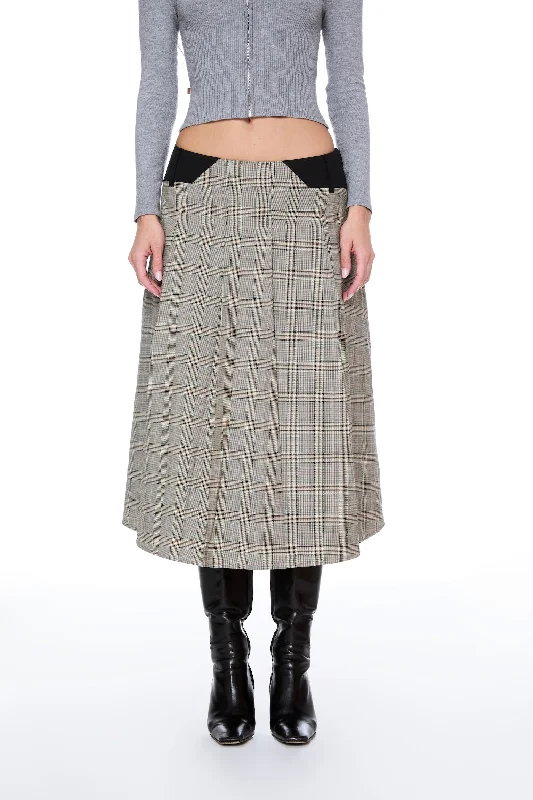 ALBRA SKIRT - BROWN CHECK wool skirt sturdy