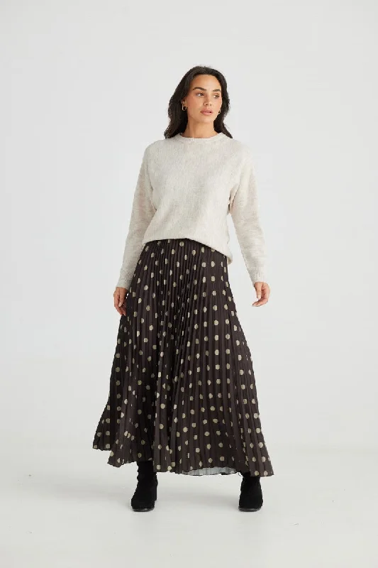 Alias Pleated Skirt in Stone Spot BT24194-3 by Brave + True chiffon skirt airy