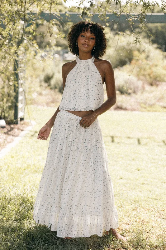 Amberlyn Maxi Skirt - Blue Floral high waist skirt