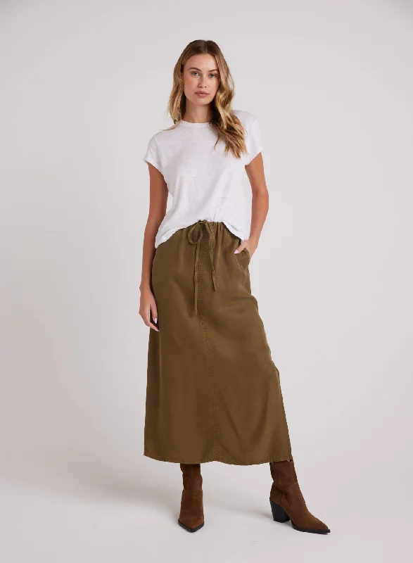 Ana Side Slit Skirt - Basil Green midi skirt versatile