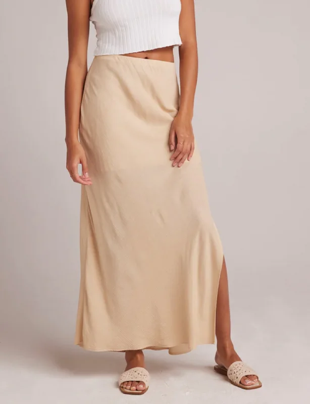 Side Slit Bias Maxi Skirt, Classic Khaki mini skirt trendy