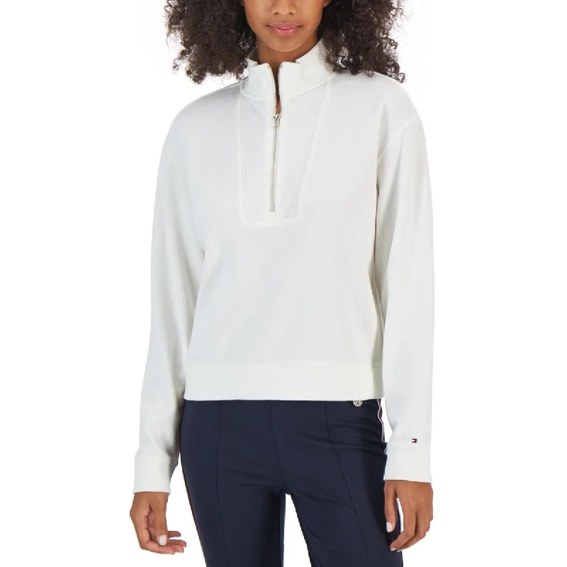 Womens Cropped Zipper Sweatshirt Hoodie with Hem Lace Feminine Delicate