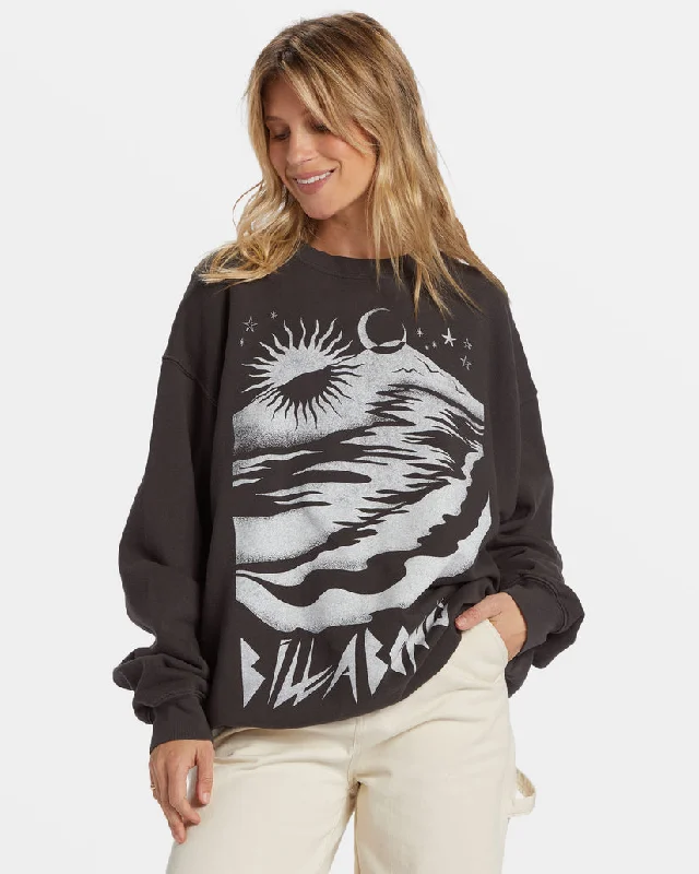 Billabong Ride In Oversized Crewneck Sweatshirt - BLACK SANDS 6 Hoodie with Tie-Dye Psychedelic Retro Billabong Ride In Oversized Crewneck Sweatshirt - BLACK SANDS 6 Hoodie with Tie-Dye Psychedelic Retro