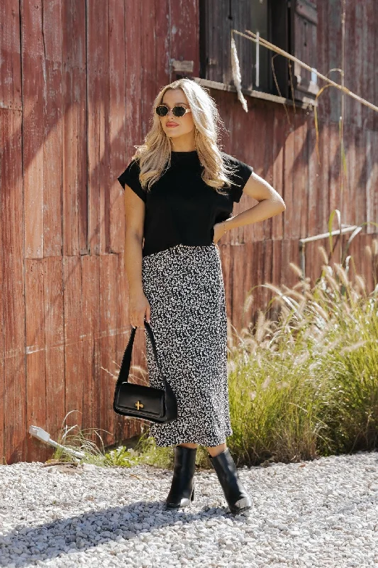 Black Leopard Print Midi Skirt - FINAL SALE midi skirt versatile