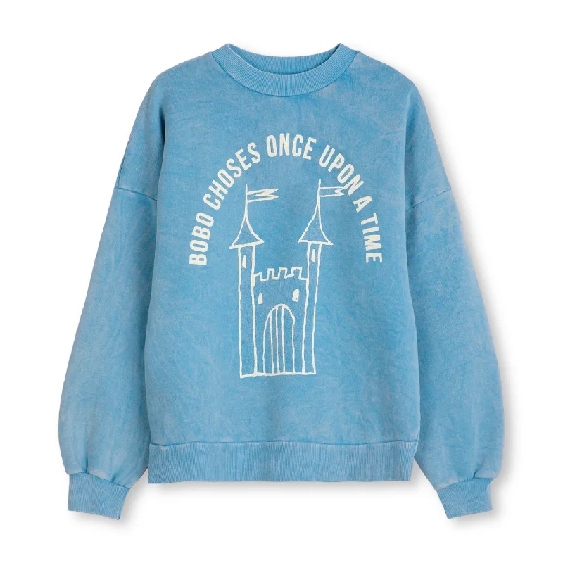 Bobo Choses Faraway Castle Sweatshirt Light Blue Hoodie with Slim Fit Tailored Modern