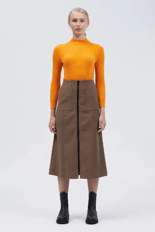 Branno Midi Skirt Brown lightweight skirt design