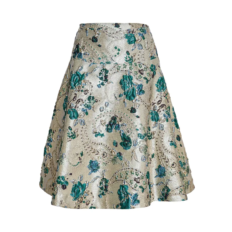 Barbara Rizzi Atelier Audrey Brocade Green Skirt corduroy skirt cozy