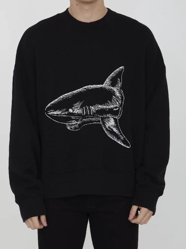 Broken Shark Print Sweatshirt Hoodie with Logo Branding Identity