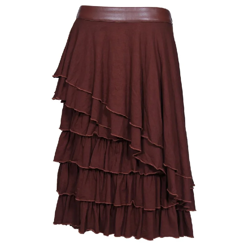 Bushman Cotton Knitted Frilled Mid Steampunk Skirt casual skirt length