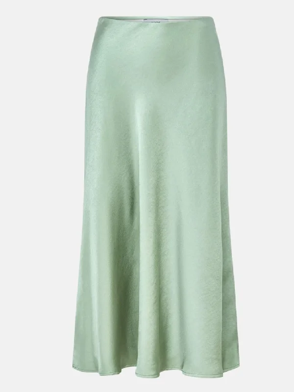 Celeste Bias Cut Sage Green Satin Skirt denim skirt classic