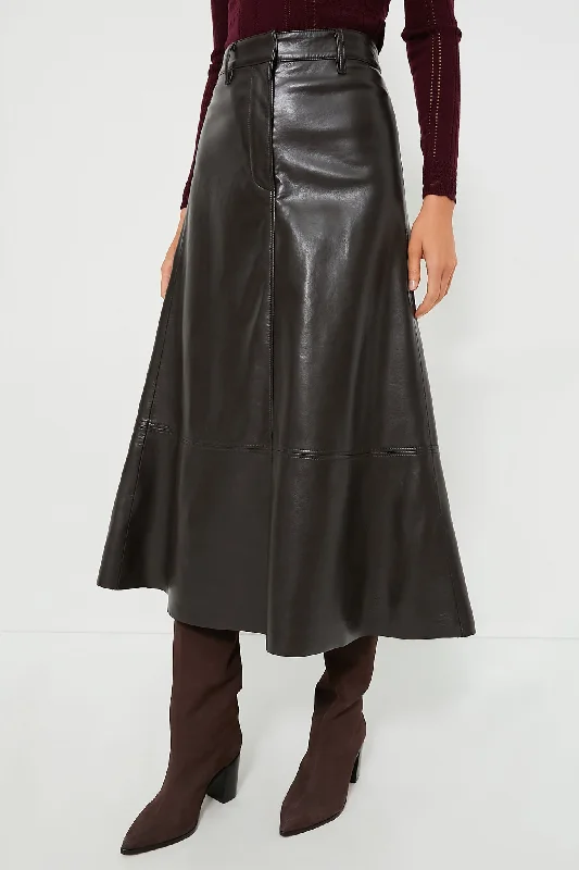 Chocolate Cassia Leather Skirt tulle skirt dreamy