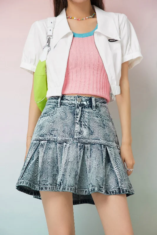 What Is The Caption Denim Skirt lace skirt intricate