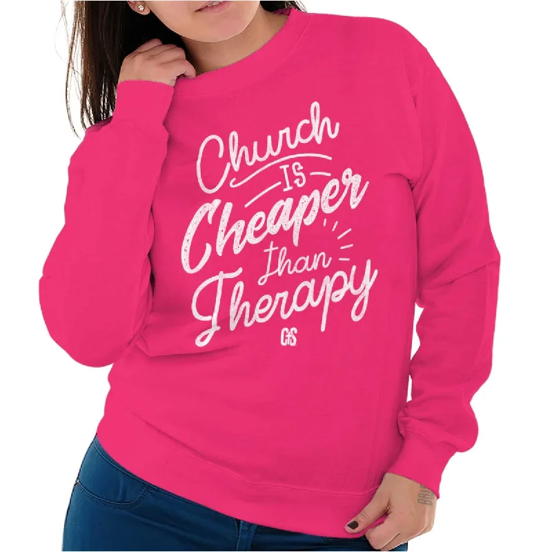 Church Therapy Crewneck Sweatshirt Hoodie with Lace Feminine Delicate