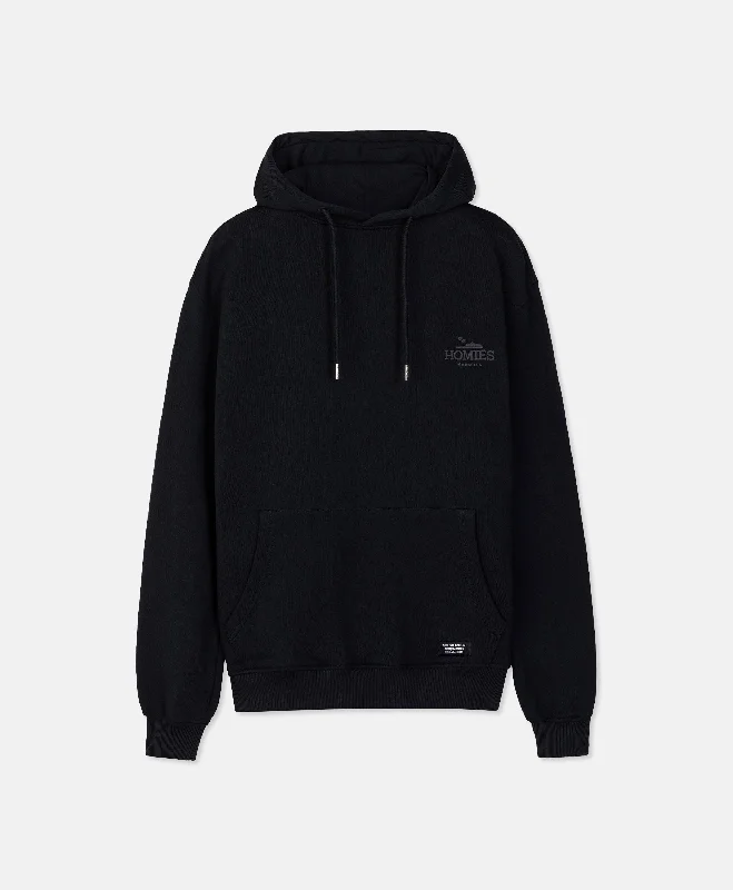 CLASSIC HOODIE RUBBER BLACK Hoodie with V-Neck Classic Versatile