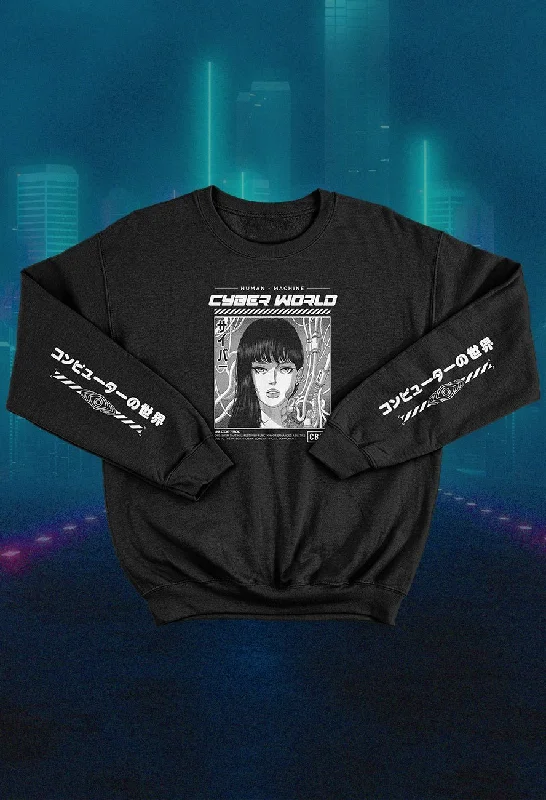 Cyber World Anime Sweatshirt Hoodie with Illustration Artistic Creative