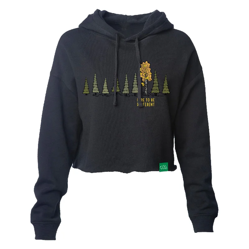 Dare to be Different Women's Crop Hoodie Hoodie with Emblem Brand Identity