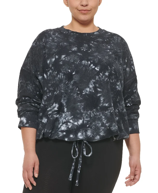 DKNY Plus Size Terry Pullover Sweatshirt Hoodie with Typography Text Message
