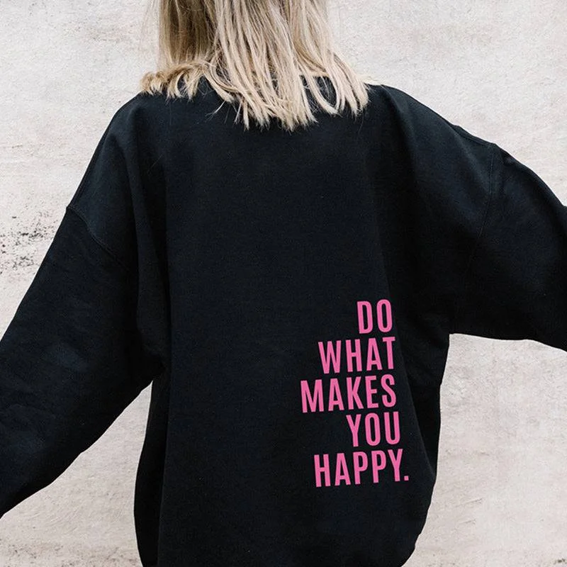 Do What Makes You Happy Sweatshirt Hoodie with Bell Sleeves Flared Feminine