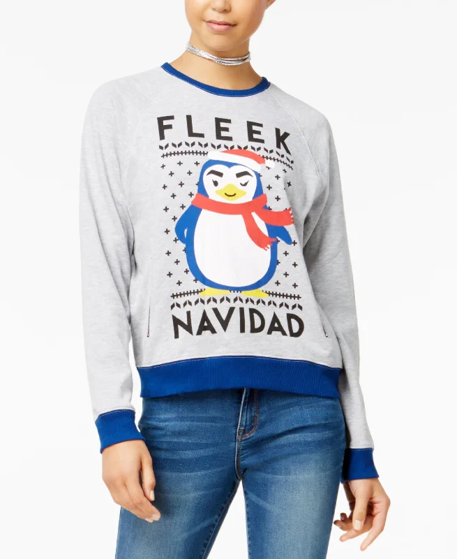 Doe Juniors Fleek Navidad Raglan Sweatshirt Hoodie with Zipper Versatile Modern