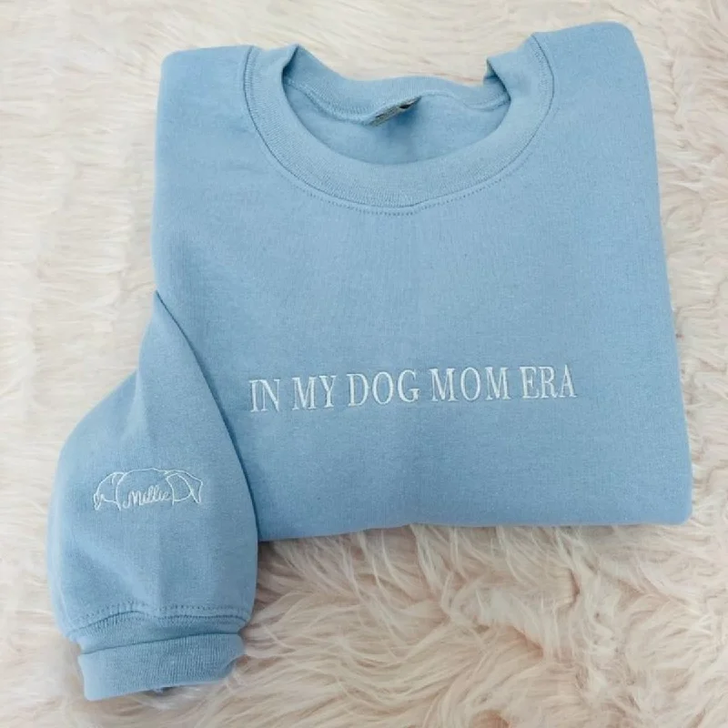 Dog Mama Sweatshirt, Hoodie Embroidered with Dog Ear, Name, Quote Hoodie with Applique Textured Unique