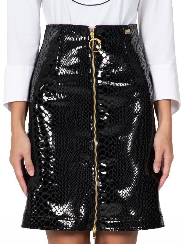 Python Faux Zip Skirt wool skirt sturdy