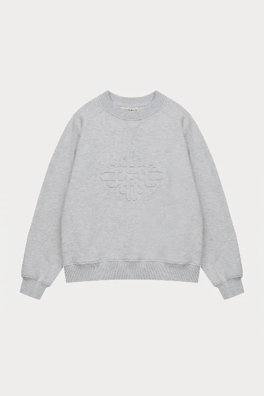 EMBOSSED SWEATSHIRT - GREY MARL Hoodie with Pocket Utility Practical