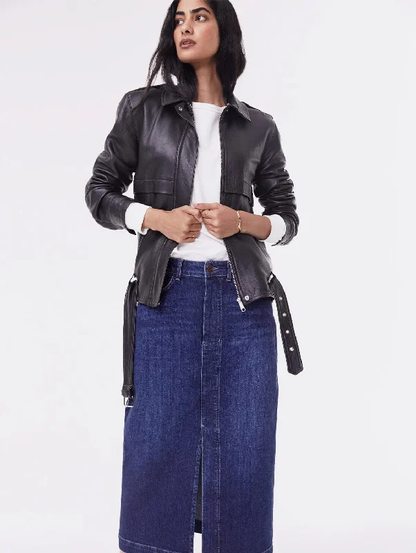 Emilia Organic Cotton Skirt | Dark Indigo linen skirt breathable