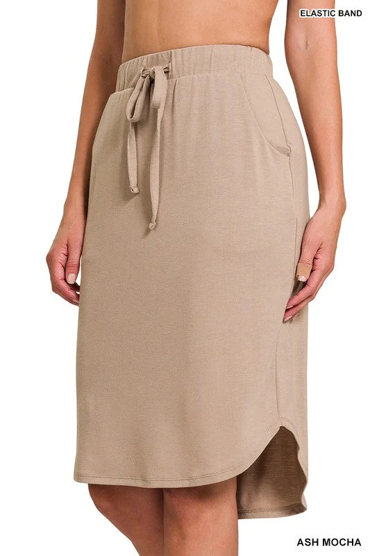 Emma Beige Jogger Skirt silk skirt sleek