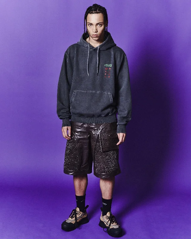 (ESSENTIAL) ADSB HEARTS CARD HOODIE atb1084u(CHARCOAL) Hoodie with Tied Waist Feminine Flattering