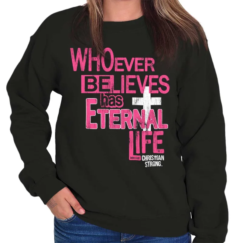 Eternal Life Crewneck Sweatshirt Hoodie with Distressed Vintage Worn
