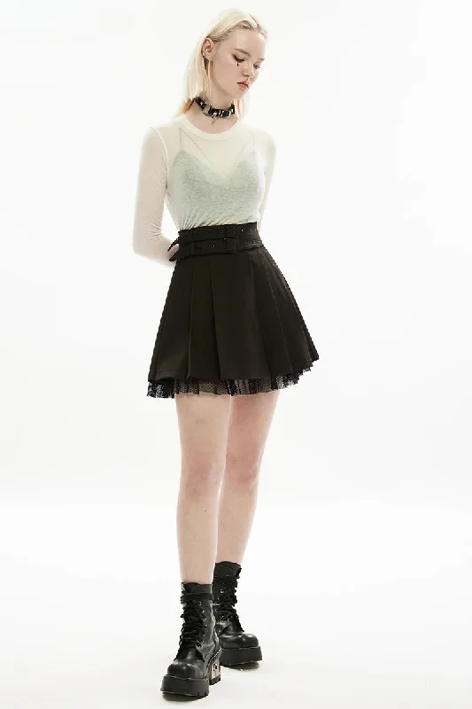 Women's Dark Daily Elastic Waist Pleated Gauze Style Personality with Detachable Waistband Skirt tulle skirt dreamy