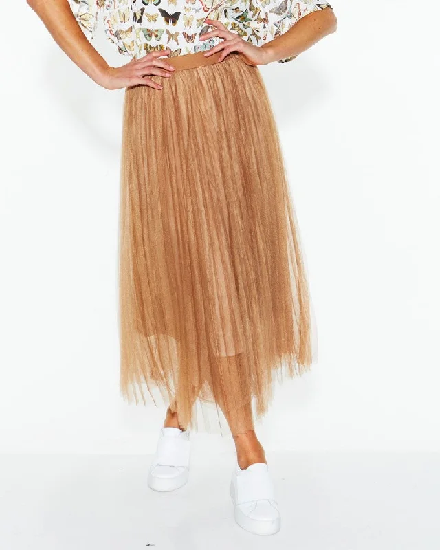 Fate + Becker Sway Mesh Skirt - Tan high waist skirt