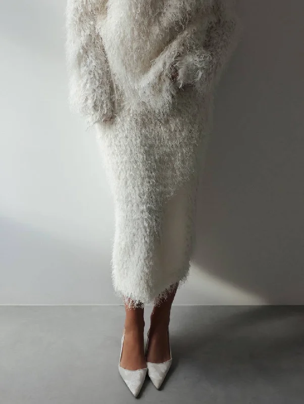 Feather-Textured Midi Skirt boho skirt vibe