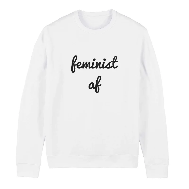 Feminist AF Script Feminist Sweatshirt Hoodie with High-Low Hem Asymmetrical Trendy