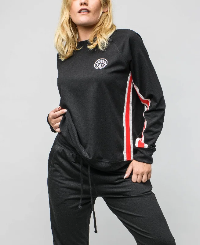 Women's Pullover Sweatshirt with Stripe Hoodie with Drawstring Waist Adjustable Fitted Women's Pullover Sweatshirt with Stripe Hoodie with Drawstring Waist Adjustable Fitted