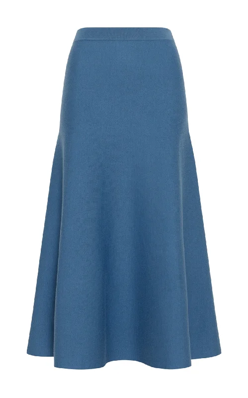 Freddie Knit Midi Skirt in Sky Merino Wool Cashmere corduroy skirt durable