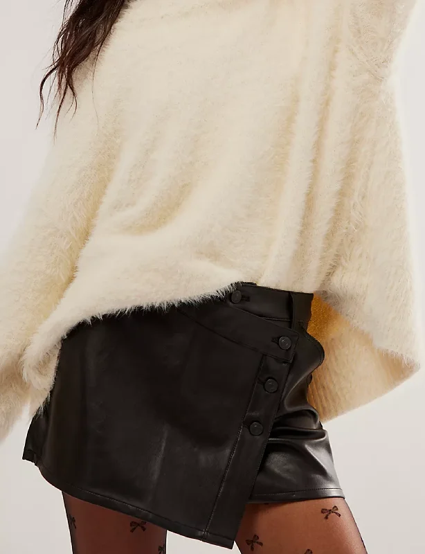 Wynne Vegan Skirt, Black leather skirt sleek
