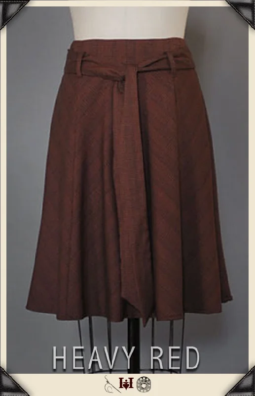 French Reminiscent Plaid Skirt linen skirt natural